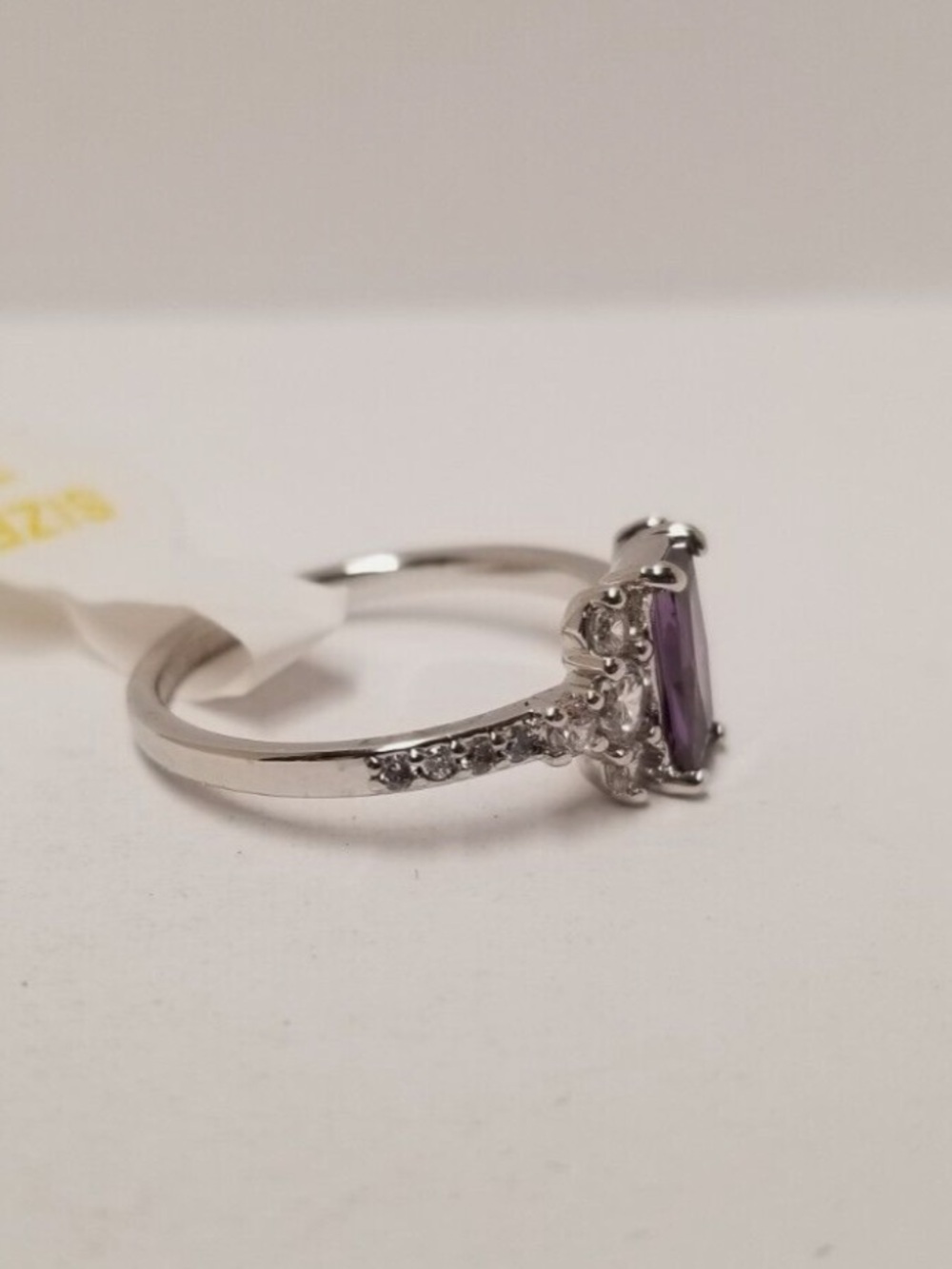 Bomb Party "Glitz & Style" Dark Amethyst CZ Rhodium Plated Ring Size 6 Zirconia - Picture 5 of 10